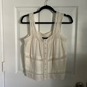 Jessica Simpson Cream Lace Button-Down Blouse